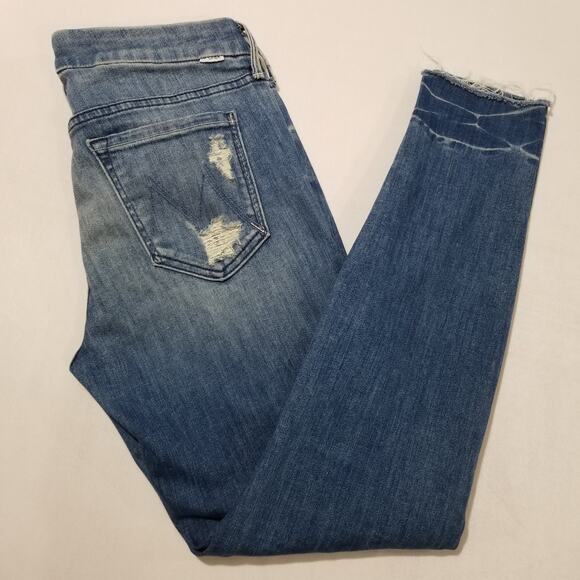 MOTHER The Looker Ankle Fray Jeans Size 28 Distressed Denim Naughty Intentions - Picture 4 of 12